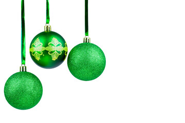 Green Christmas balls. Isolated. Christmas Decorations