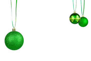 Green Christmas balls. Isolated. Christmas Decorations