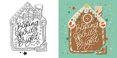 2024. New year holiday greeting card. Merry Christmas and happy new year - cute postcard.  Lettering label for poster, banner, web, sale, t-shirt design. 