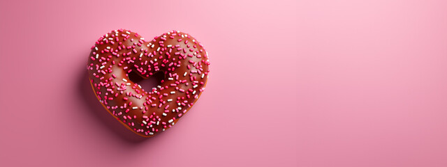  valentines day donut banner - obrazy, fototapety, plakaty