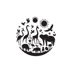 Animal Silhouette: Creatures of the Arctic Twilight in Striking Black Vector Animals Silhouette
