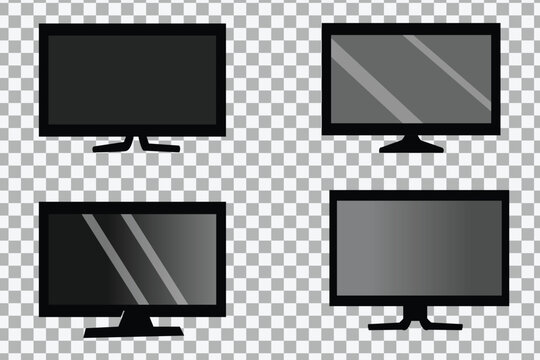 Modern smart 4k TV set. Isolated realistic icons on transparent background. LCD Plasma screen. 