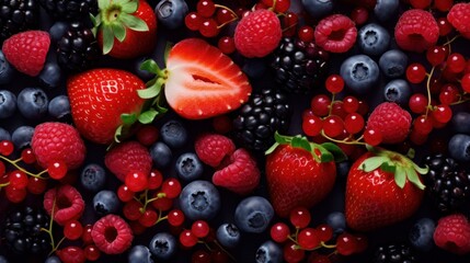 A delightful mix of berries including strawberries, blueberries, and raspberries