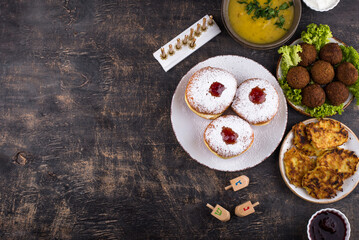 Traditional Jewish holiday Hanukkah food.
