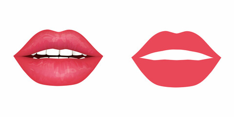 Vector illustration of beautiful female lips. Lip augmentation concept