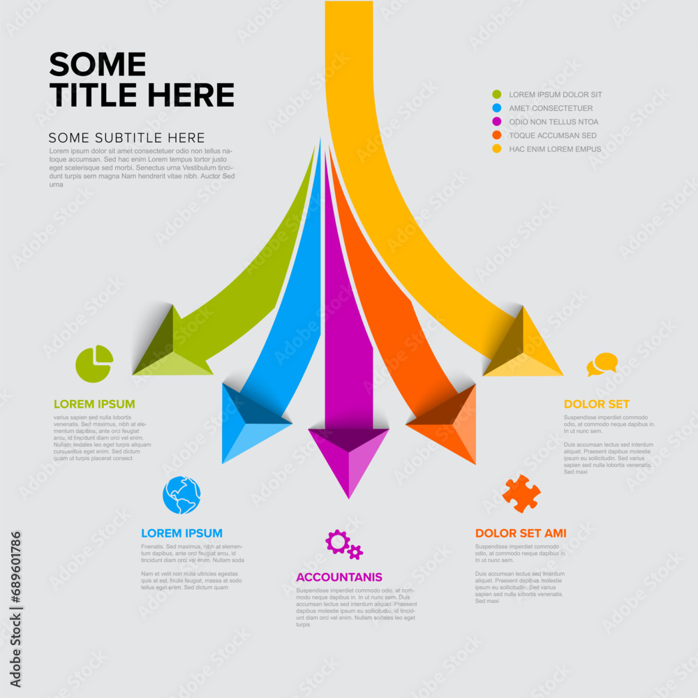 Poster simple light infographic with title and five element option items