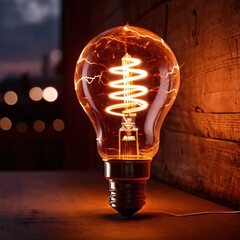 Electric lightbulb with electric sparks and lightning, indicating creativity and burst of inspiration