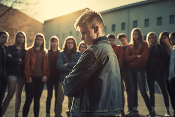 Fototapeta premium Group of bullies targeting a lone individual