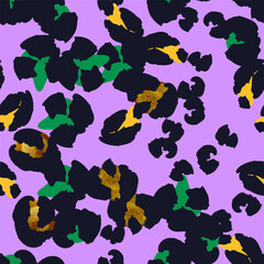 Leopard gold spots seamless pattern design in vector. Trendy colors
