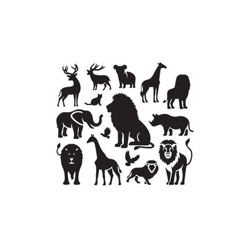 Animal Silhouette: Dynamic Desert Dwellers in Silhouetted Stillness Black Vector Animals Silhouette
