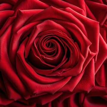 Macro shot capturing the intricate details and rich colors of a vibrant red rose