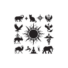 Animal Silhouette: Wilderness Harmony Reflected in Minimalist Shadows Black Vector Animals Silhouette
