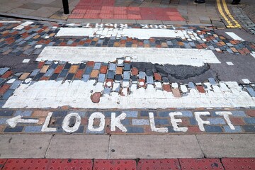 Look left pedestrian sign in London UK