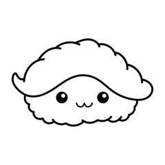 Sushi with shrimp. Coloring book Black and white vector illustration.