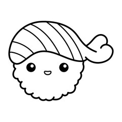 Sushi with salmon. Coloring book Black and white vector illustration.