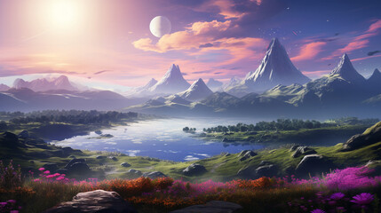 Fototapeta na wymiar Dragon Ball Super landscape, DBS battle Background cinematic