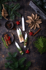 Procass of decorating Christmas advent candles