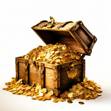 Open treasure chest full of gold