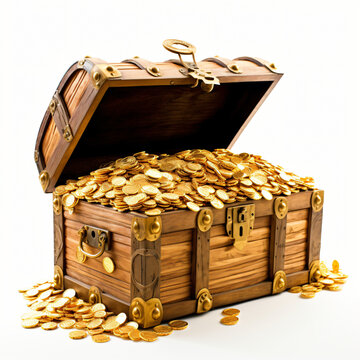 Open treasure chest full of gold