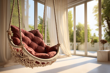 Outdoor swing hanging chair, luxury chair - obrazy, fototapety, plakaty