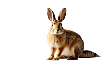Obraz premium a high quality stock photograph of a single hare rabbit full body isolated on a white background