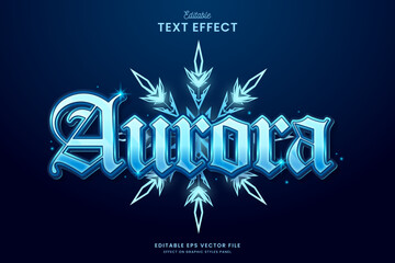 decorative aurora crystal snowflakes editable text effect vector design