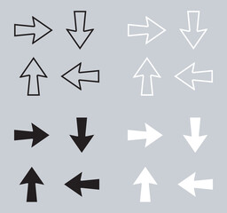 Set of Arrows in different directions icon. Four Arrows icon sign symbol in trendy flat style. Recycling vector icon illustration isolated on gray background