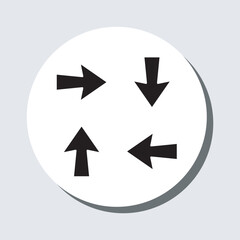 Arrows in different directions icon vector. Four Arrows sign symbol in trendy flat style. Recycling vector icon illustration in circle isolated on gray background