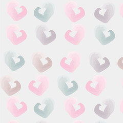 Vector pattern of multicolored hearts with imitation of watercolor. The pattern for the print.
