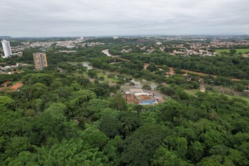 Fototapeta na wymiar Piracicaba aerial view panorama December 2023, with the river at background