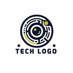 Technology Security Camera Concept Logo Design Vector Template