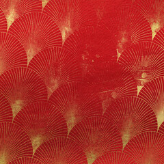 Art- Deco shabby abstract background. Colorful red and gold leather scrapbook backdrop universal use