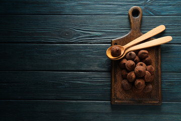 Chocolate truffles, concept of delicious sweet food