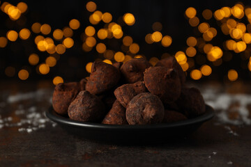 Chocolate truffles, concept of delicious sweet food