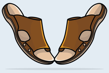 Lady Beautiful Flat Slipper Shoes Pair vector illustration. Beauty fashion objects icon concept. Pair of new arrival women evening event slipper vector design.