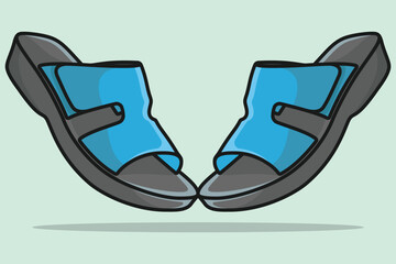 Pair Of Stylish Women Feet Wear Slipper shoes vector illustration. Beauty fashion objects icon concept. Female colorful unique style slipper shoes pair vector design.