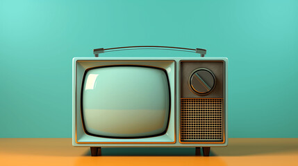 Televisor retro, antiguo sobre fondos lisos de diferentes colores