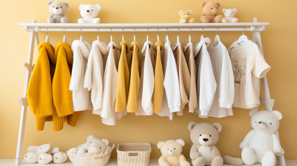 Clothing Rack with childrens autumn outfit.