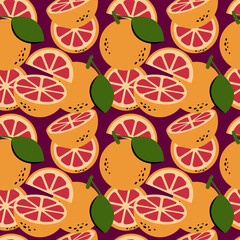 Grapefruit. Seamless pattern