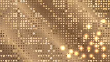 Abstract template with glowing circles, rings on yellow, brown gold gradient background. Luxury golden vector image. Elegant geometric design. EPS 10