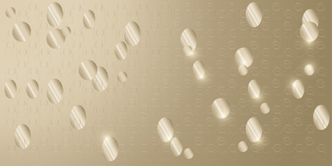 Abstract template with glowing circles, rings on light gold gradient background. Luxury golden vector image. Elegant geometric design. 