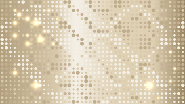 Abstract template with glowing circles, rings on light gold gradient background. Luxury golden vector image. Elegant geometric design. EPS 10