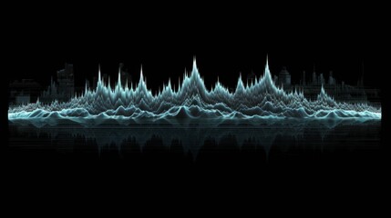 Audio Equalizer. Blue Soundwave on black background. Audio Digital Equalizer Technology - obrazy, fototapety, plakaty
