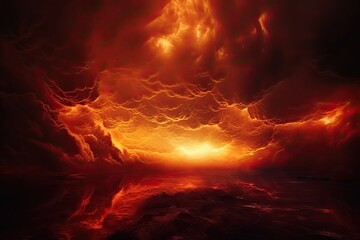 Dramatic fiery, bloody sky  - Abstract background