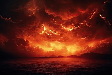 Dramatic fiery, bloody sky  - Abstract background