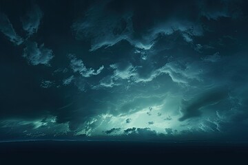 Fototapeta na wymiar Dark teal cloudy sky ,Night skies with clouds, Gloomy sky - background