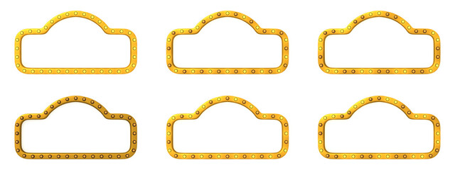 Light bulb animation frame sequence. frame gold border light retro advertising sign on white background. 3d rendering