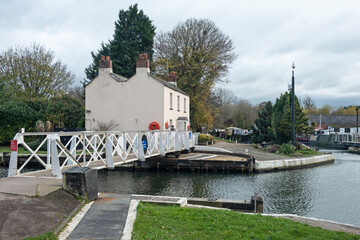 View of the Gloucester and Sharpness canal at Saul Junction where it intersects the Stroudwater canal. Both UK waterways date back to the early Victorian era