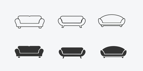Set of vector illustrations of a sofa isolated on a white background. Free Illustration - obrazy, fototapety, plakaty