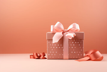 pink gift box with ribbon.